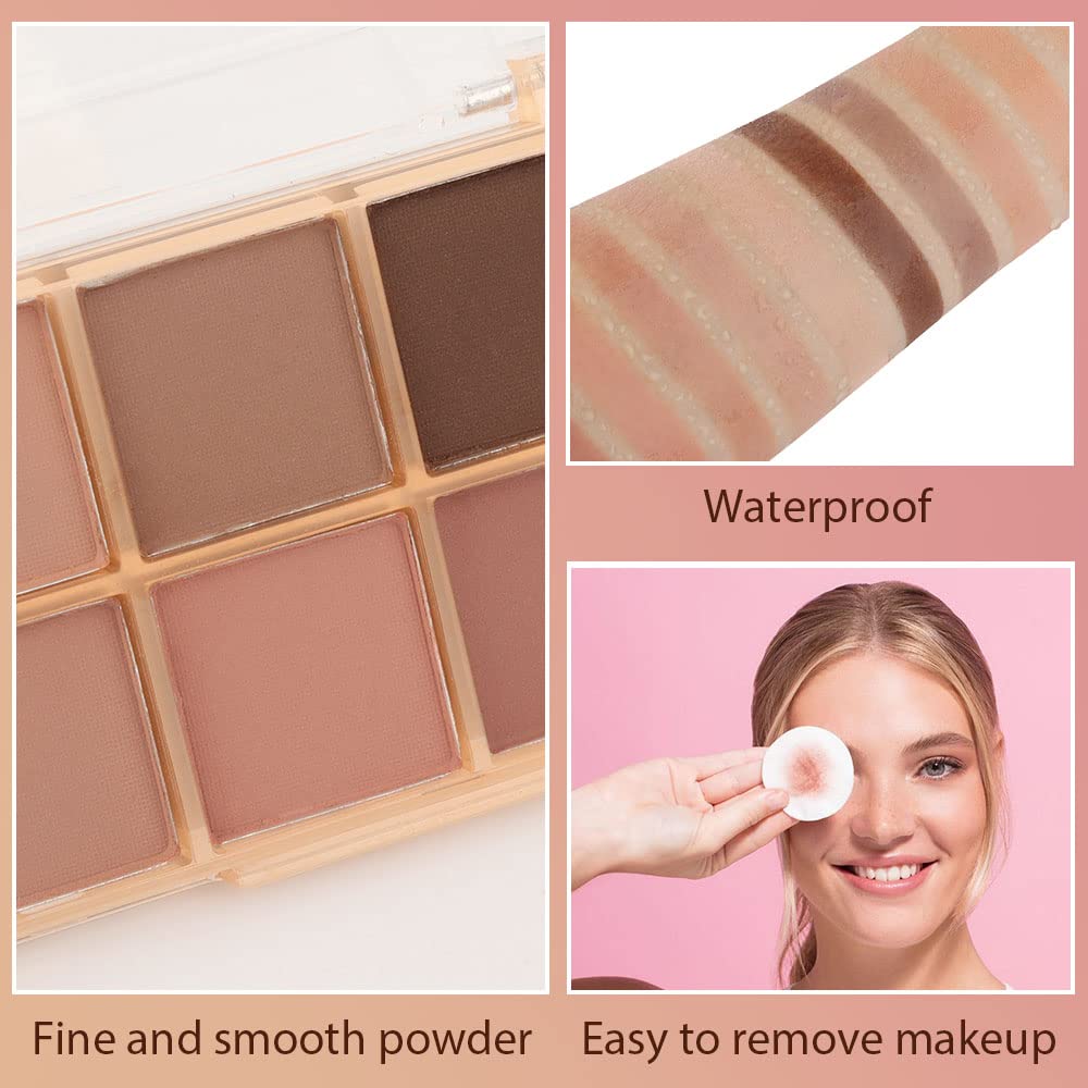 evpct 10 Colors Matte Nude Eye Shadow Palette Makeup for Older Women, Nude Brown Pink Cocoa Taupe Mauve Neutral Matte Cream Smokey Mini Eyeshadow Palette for Blue Green Eyes, Contour Makeup Palettes 5