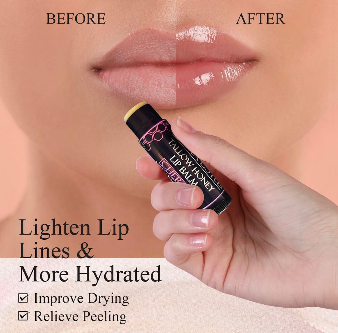 Tallow Lip Balm (5 Pack) - Hydrating With Organic Italian Olive Oil, Pure Grass Fed Tallow, and Beeswax - Long Lasting Lip Therapy (Unscented)