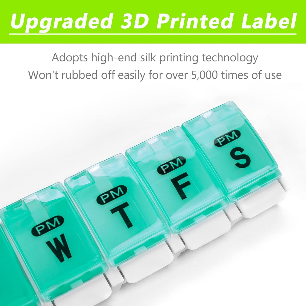 Extra Large Weekly Pill Organizer 2 Times a Day - Remtise Am/Pm Daily Pill Case Medicine Organizer, Push Button 7 Day Pill Box for Pills/Vitamin/Cod Liver Oil/Supplements (Cyan & Yellow)