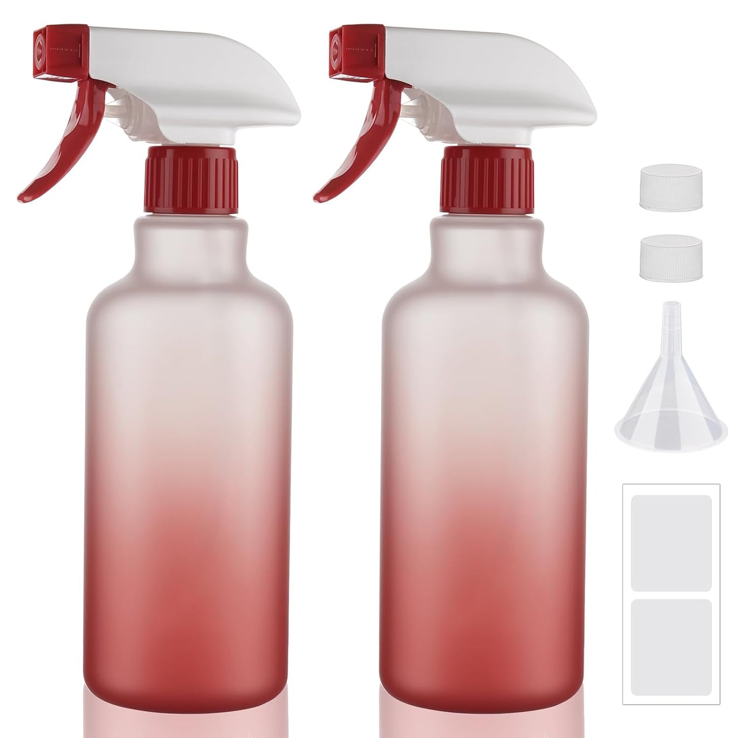 Spray Bottles 16.9oz/500ml Plastic Spray Bottle for Hair Mist/Stream Empty Spray Bottle Heavy Duty Refillable Containers for Cleaning Solutions, Plants Gradient 2 Pack (Red)
