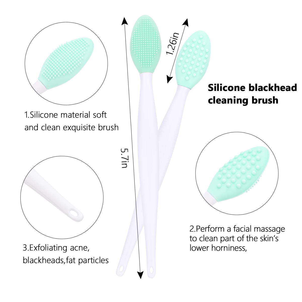 Silicone Face Scrubber, 2pcs Exfoliating Lip Brush, 2pcs Face Cleansing Brush & Silicone Facial Mask Brush Exfoliator Blackhead Skin Care Tool