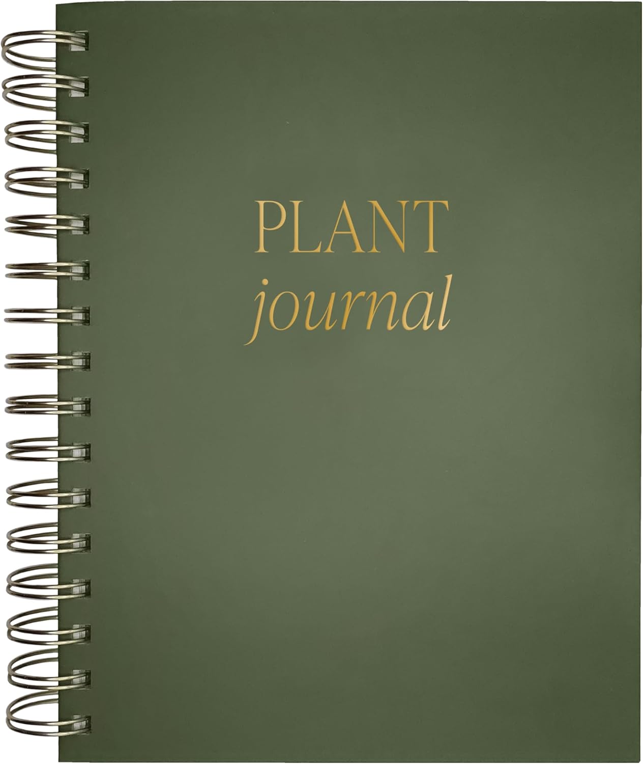 Sweet Water Decor Plant Journal, Cute Lined Spiral Notebook for Women, 125 Prompt Pages for Writing & Tracking Plant Growth, Green Matte Laminate Hardcover Diary with Gold Foil Details