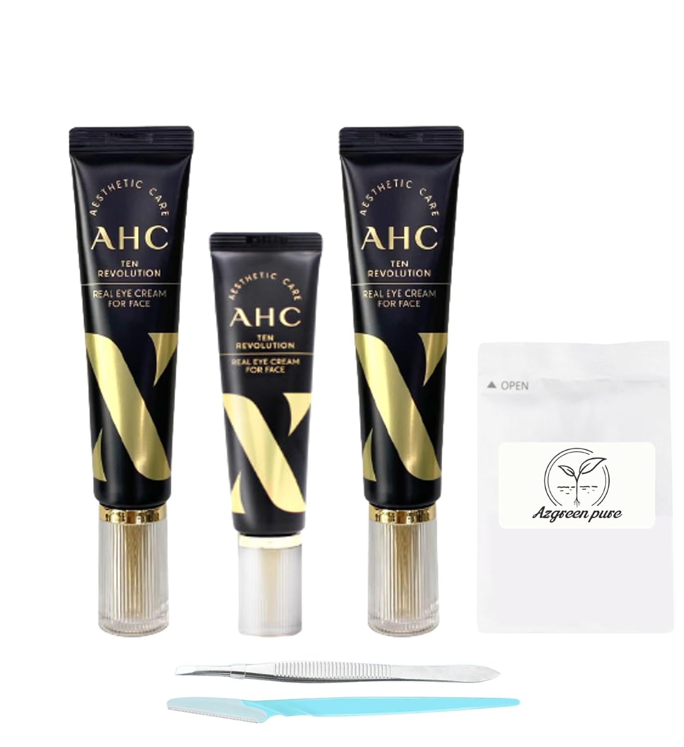 AHC TEN REVOLUTION Real Eye Cream for Face Season10 30ml X 2ea + 12ml With Ladies Kit + Eyebrow Knife + Tweezers