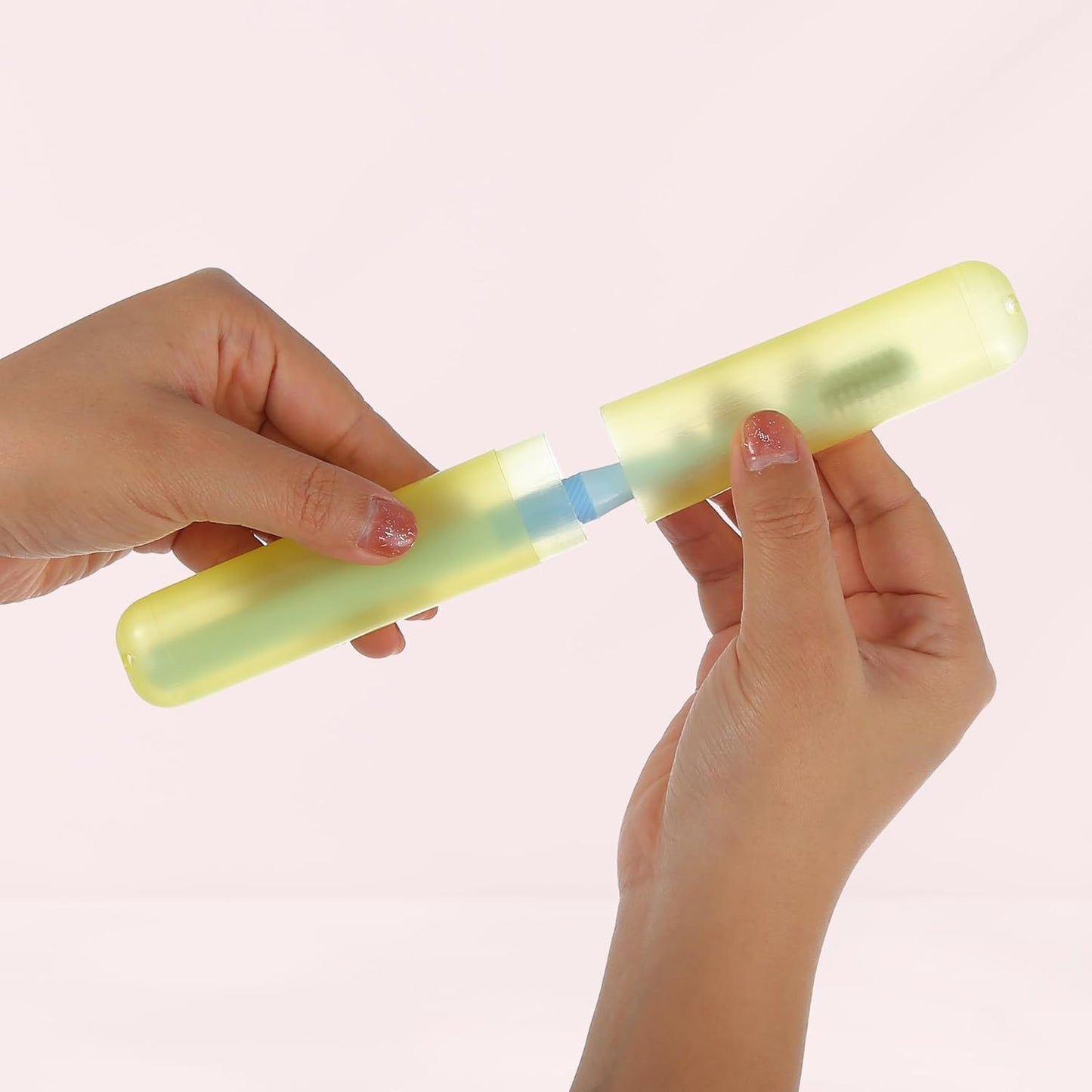 VOCOSTE 2 Pcs, Toothbrush Travel Case, Plastic, Lightweight Traveling Toothbrush Holders Case, for Travel Business, Yellow, 7.48"x1.06"