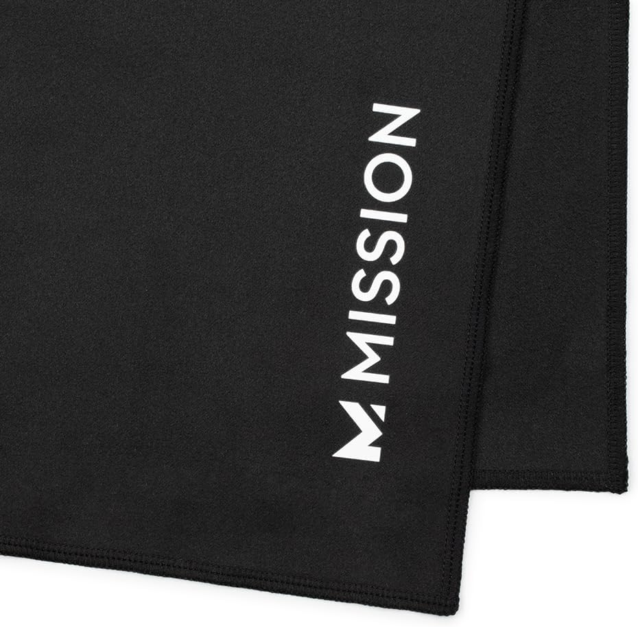 MISSION On-The-Go Cooling Towel - Soft, Lightweight Fabric - Cools Up to 2 Hours - UPF 50 Sun Protection - Machine Washable (Black)