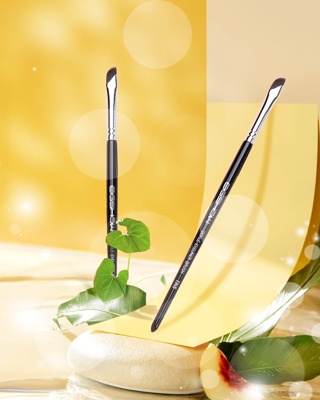 EIGSHOW Eyeliner Brush Gel Eyeliner Makeup Brush for Precise Eye Liner Eyebrow Eyelid Ultra Thin with Curved Bristle (E865 2Pieces)