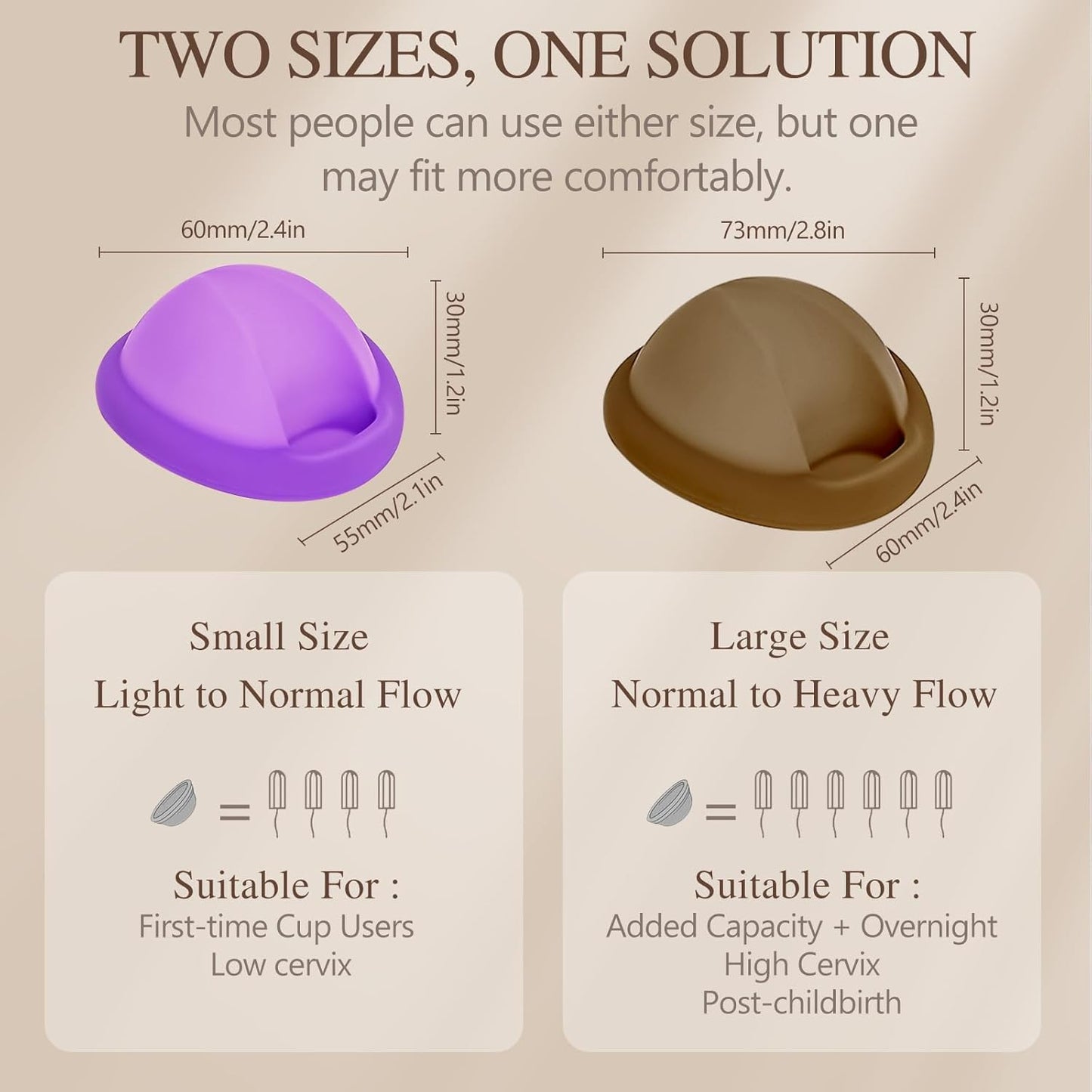 Reusable Menstrual Disc - Soft & Comfortable, Leakproof Menstrual Cup Alternative - Set of 2 (Large & Small Sizes)