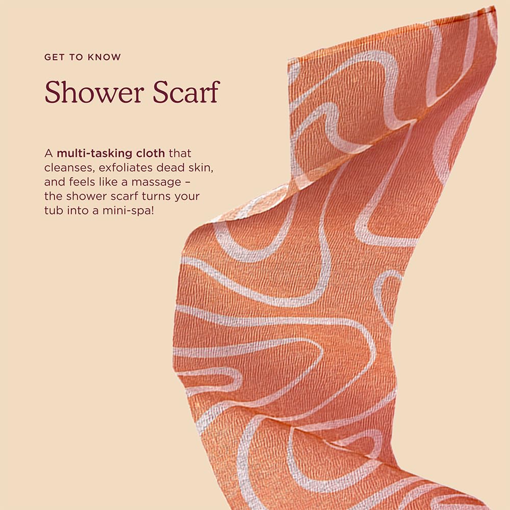 HANNI Extra-Long Shower Scarf, Japanese-Inspired Exfoliating Body Scrubber, Loofah-Like Wash Cloth for Dead Skin Removal
