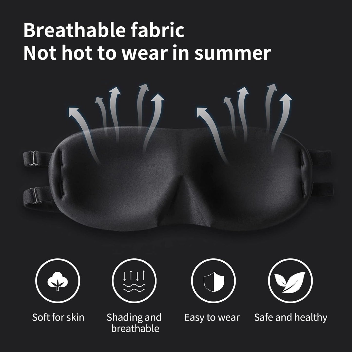 ALASKA BEAR Sleep Mask 2 Straps, Deep Concave Molded Foam Mask with Convex Eye Cups and Light Blocking Nose Contour, Two Adjustable Elastic Bands Stay on Head w/o Slipping, Black