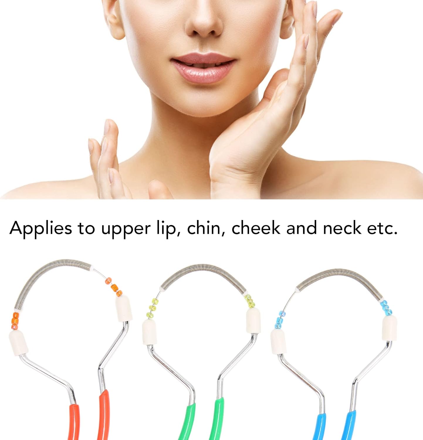 HURRISE 3pcs Hair Remover, Women Spring Threading Epilator, Portable Face Lips Hair Removal Plastic Spring Device for Face Lip Hair Removal