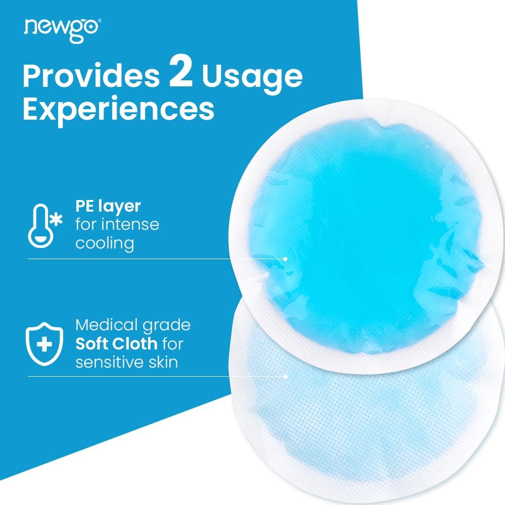 NEWGO Small Ice Packs for Injuries, 6 Pack Round Ice Packs for Face, FSA Eligible, Hot Cold Pack Circular Cold Compress with Cloth Backing & Sleeve for Pain Relief, Toothaches