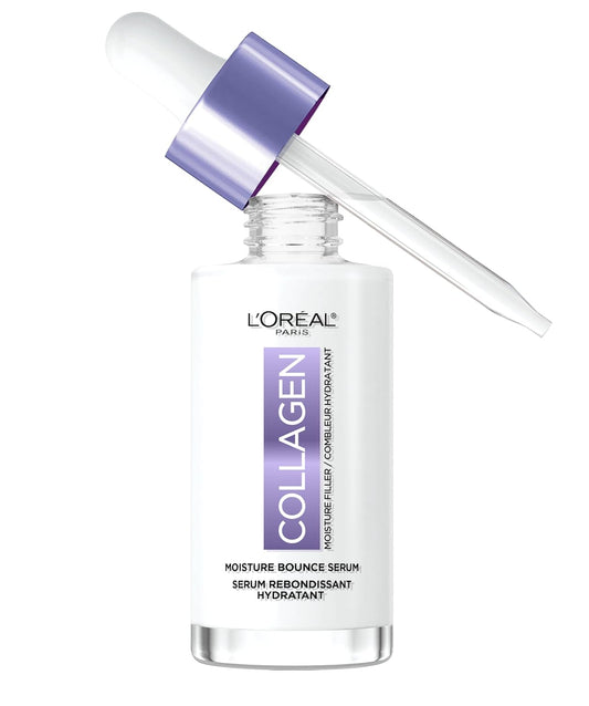 L'Oreal Paris Collagen Moisture Filler Moisture Bounce Face Serum, Glow Serum with Collagen, Glycerin, and Squalane for Bouncy, Radiant, Hydrated Skin