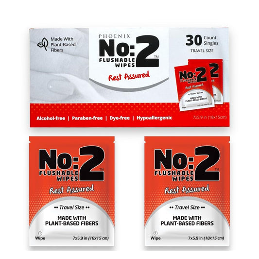 Flushable Wipes - Certified Flushable Wipes - Travel Friendly, Individually Wrapped, Plant Based Fibers, Biodegradable Unscented Wet Wipes, Infused with Soothing Aloe and Cucumber - 30 Count