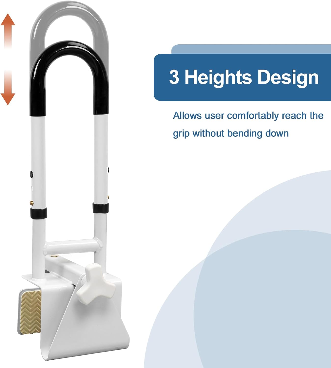 Adjustable Bathtub Grab Bars for Seniors, Bath Safety Grab Bar with Anti-Slip Cover for Elderly, Height and Width Adjustable