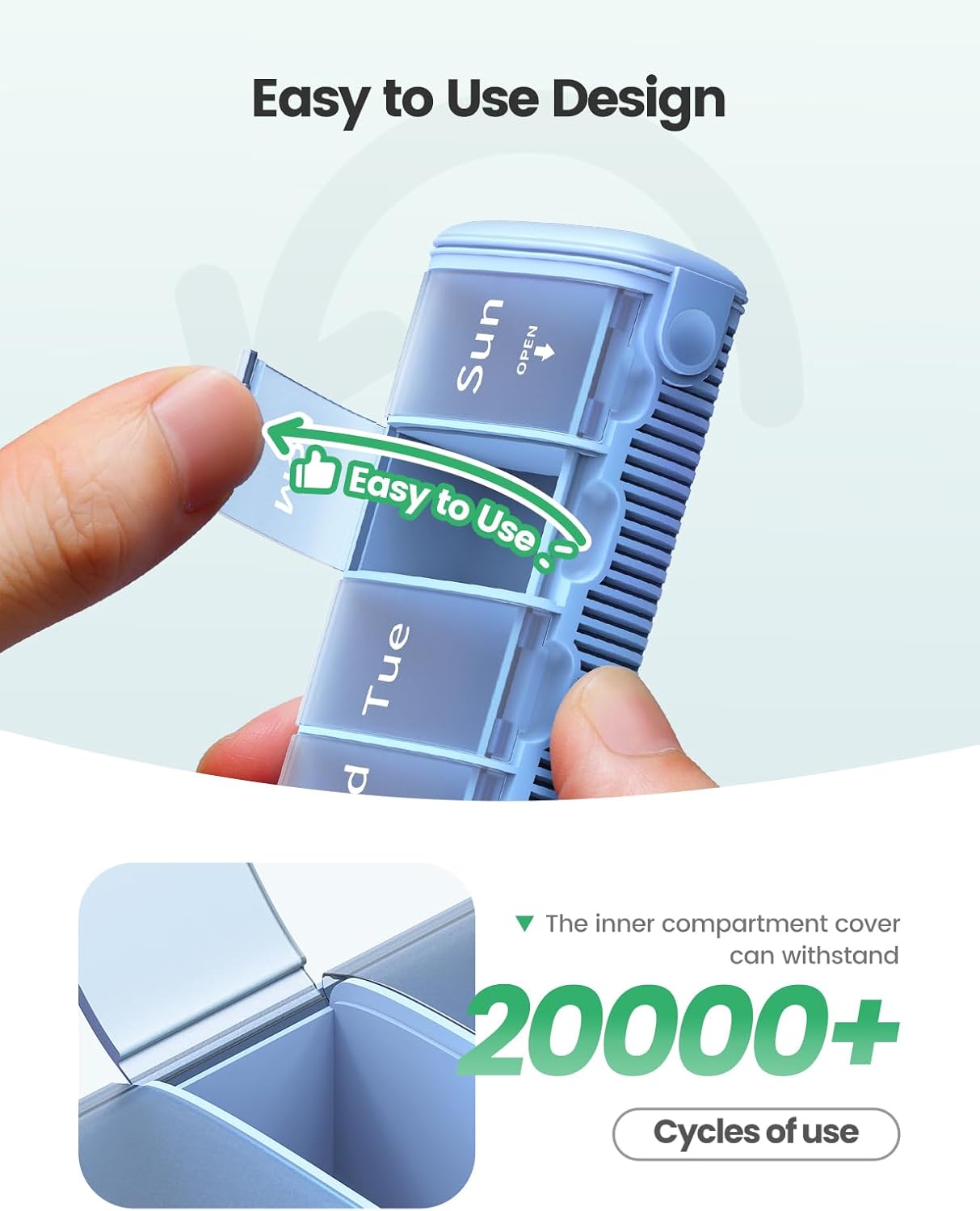 Weekly Travel Pill Organizer,Ideerfit Small Pill Box 7 Day,Portable Pill case,Daily Medicine Box,Drawer Design Pill Container for Medication, Vitamins, Fish Oils, Supplements,White