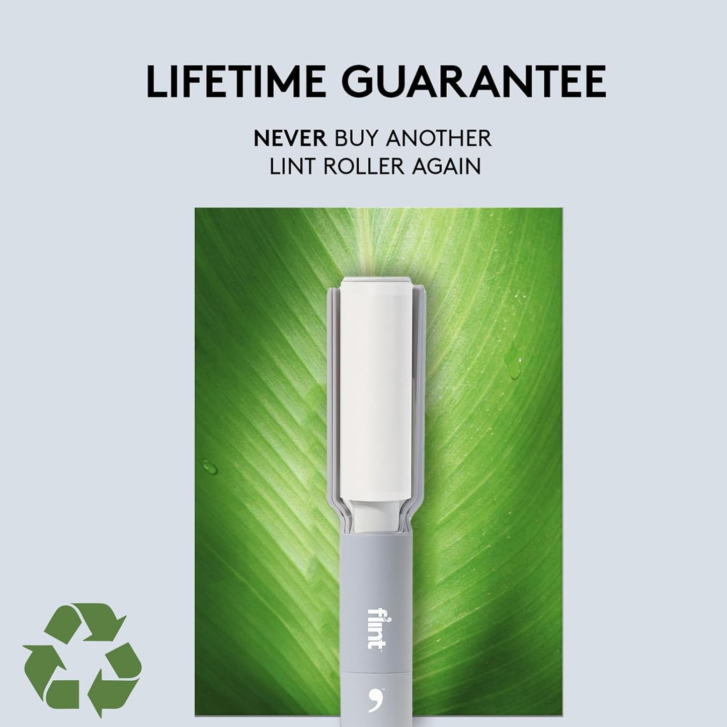 Flint Plus XL Retractable Lint Remover & Pet Hair Roller for Clothes – Refillable & Reusable Lint Roller with 140 Extra Sticky Tear-Off Sheets – Value Pack, Light Grey