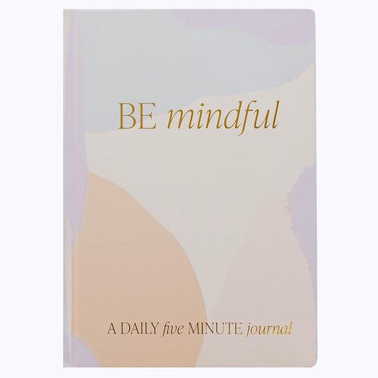 Sweet Water Decor Be Mindful 5 Minute Journal - Daily Gratitude Prompted Journal for Women, 184 Pages Daily Mindfulness Journal - Pastel Journal with Gold Foil Accents and Ribbon Bookmark