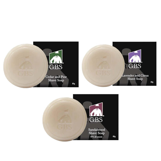 G.B.S Men's Shaving Soap 97 Percent All Natural Enriched with Shea Butter and Glycerin, 3-Ounce, Each Pack of 3