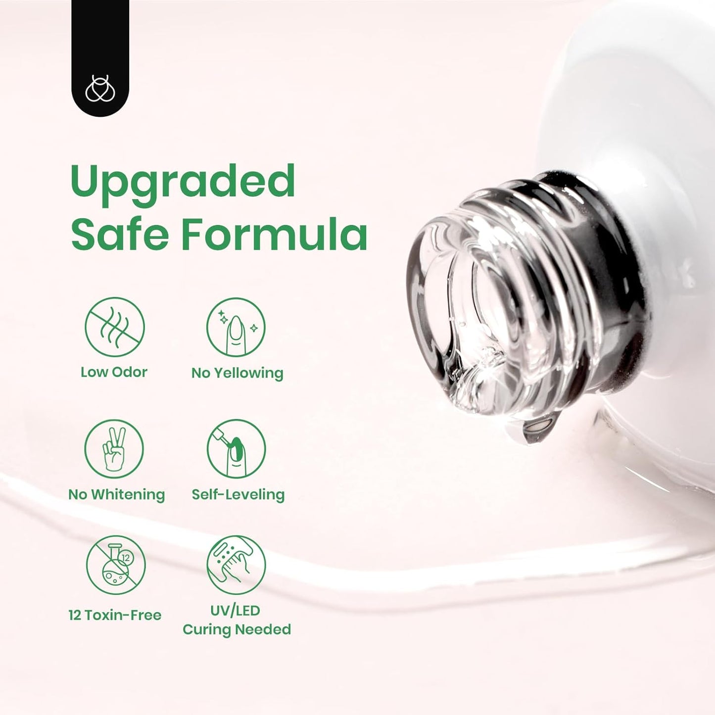 Beetles 2Pcs Hema Free Gel Base and Top Coat Set No Wipe, Upgraded Mild Formula Glossy Top Coat Gel Nail Polish Long Lasting Effect Soak Off No More Damaged Nails