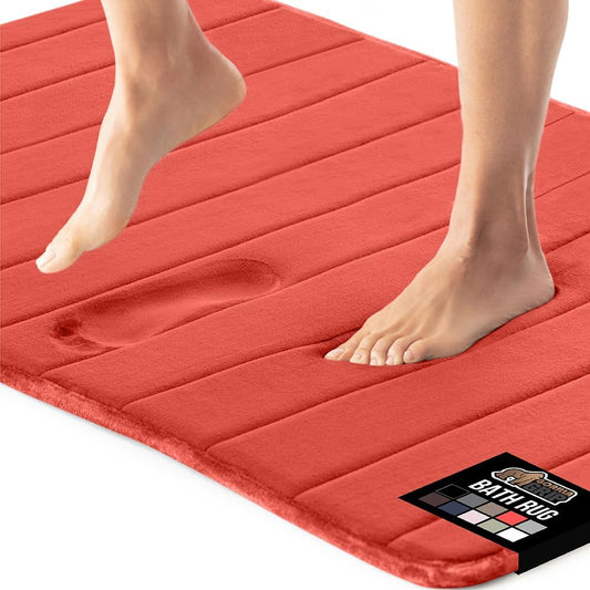 GORILLA GRIP Memory Foam Bath Mat, Soft Absorbent US Designed Bathroom Rug, Gripping Dots Machine Washable Bathmat, Cushioned Floor Mats, Shower Sink Rugs Room Décor Accessories, 36x24 Coral