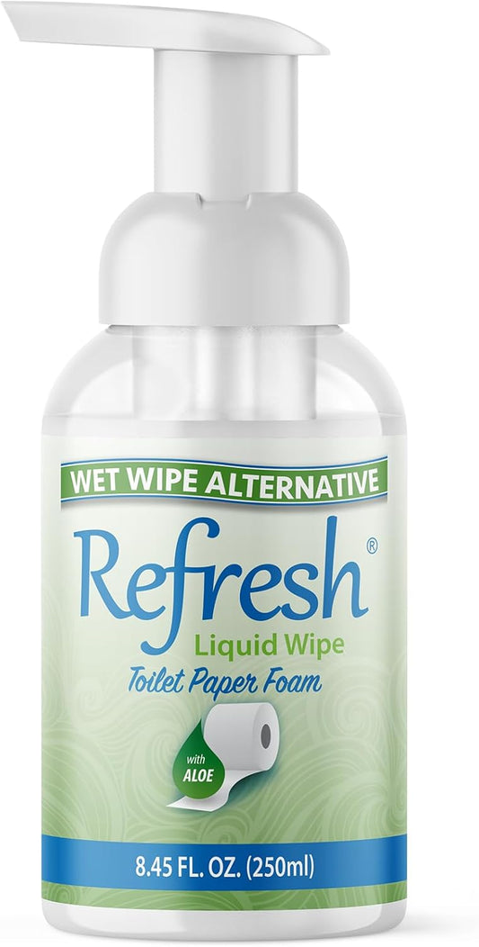 Refresh Liquid Wipe: Toilet Paper Foam. Eco-Friendly Wet Wipe Alternative. Cleanses and Soothes with Witch Hazel and Aloe. Plumbing and Septic Safe 250ml (8.45 Fl Oz).…