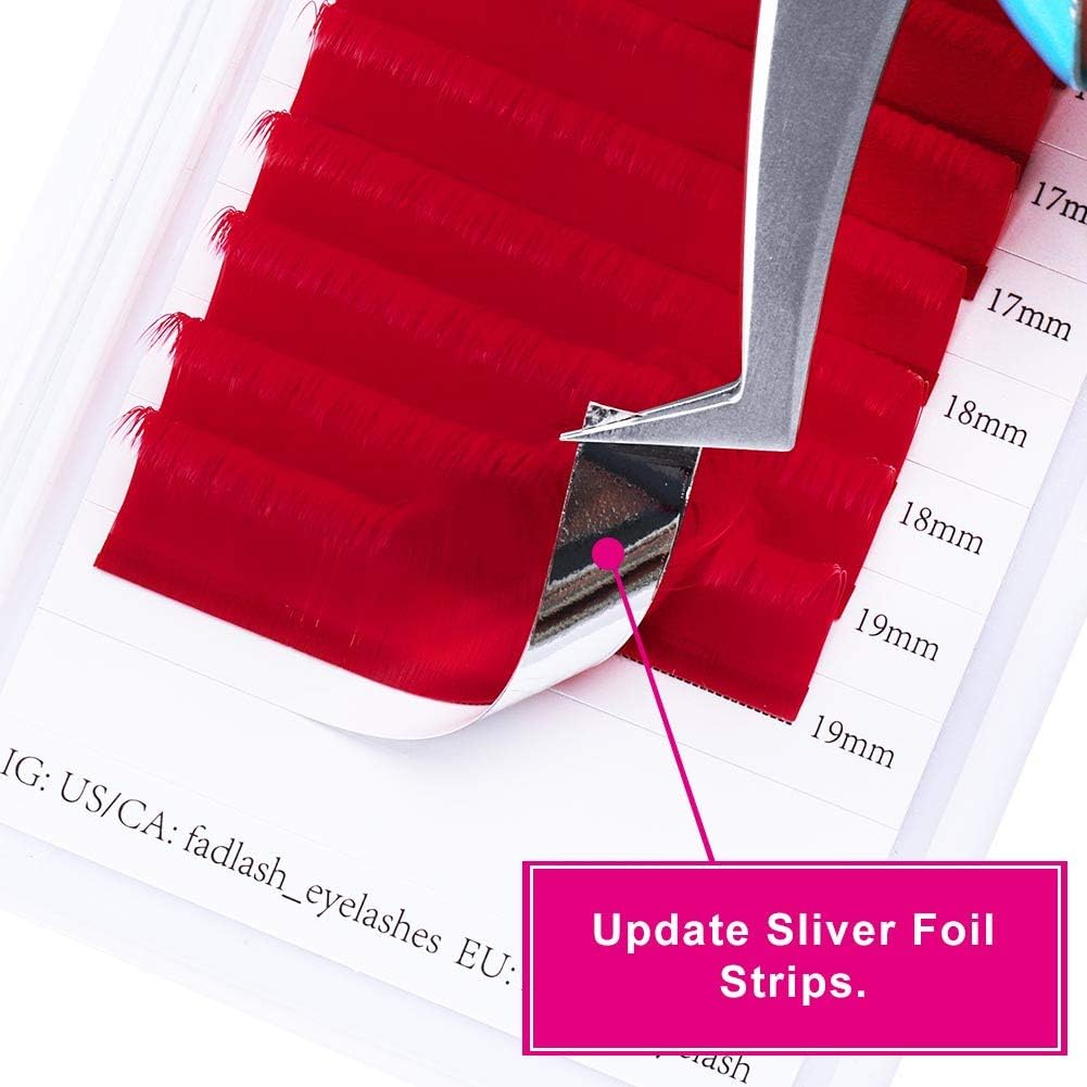 FADLASH Colored Easy Fan Eyelash Extension D Curl 0.07mm Easy Fan Volume Lashes Red Easy Fan Lash Extensions Self Fanning Lashes 15-20mm