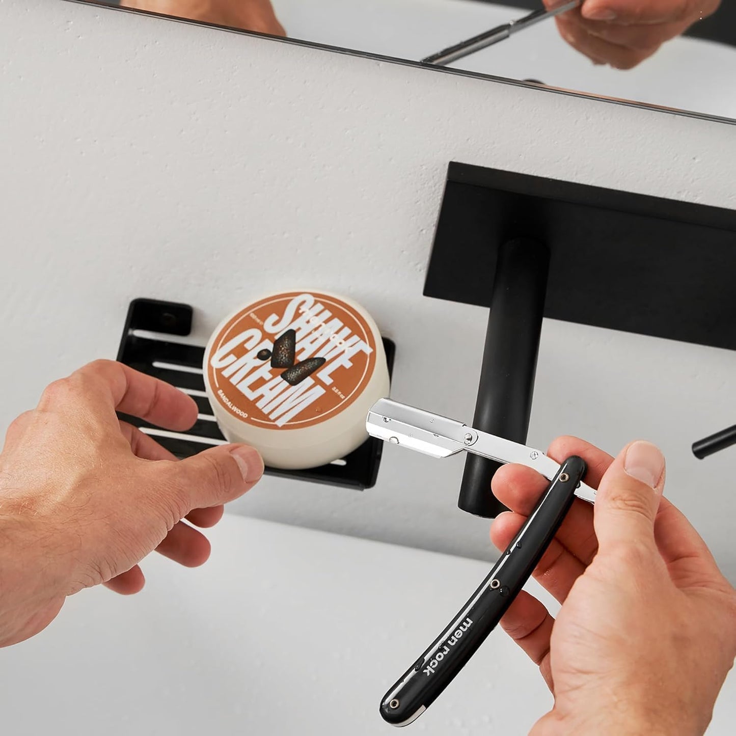 Men Rock The Cut Throat Razor - Stainless Steel Straight Razors for Men - With Replaceable Blades - Beard Shaping Tool - Beard Care for Men - 6 Pc