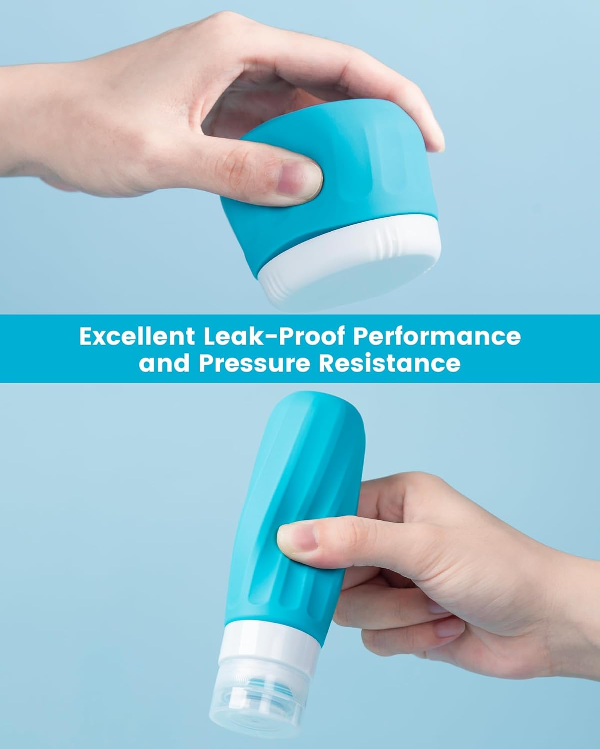 Travel Bottles for Toiletries 8 Pack, Travel Size Toiletries, Tsa Approved Travel Size Containers 3oz, with Travel Essentials Clear Bag, Leak Proof Silicone Squeezable Creams Jars