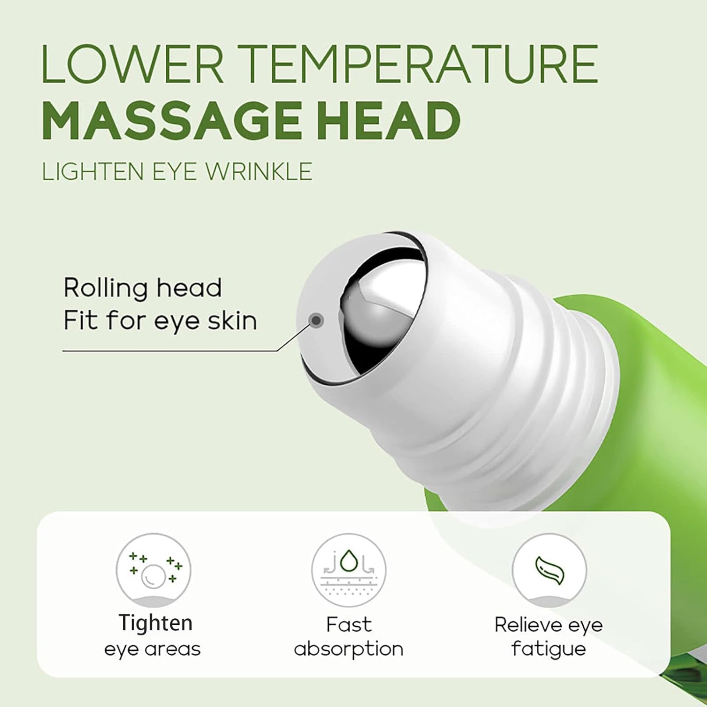 AKARY Green Tea Eye Serum and Under Eye Roller Cream, for Eye Bags Puffiness, Caffeine Eye Cream with 360° Massage Ball Reduce Wrinkles and Fine Lines, Under Eyes, Moisturizing, Hydrating, Firming Eye Skin (Green Tea)