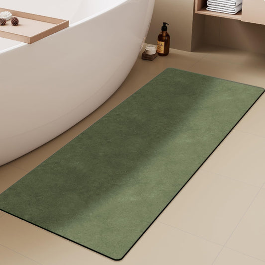 Bathroom Mat Quick Dry, Bathroom Rugs Non Slip Washable Thin Absorbent Bath Mat Fits Under Door Bathroom Floor Mat Perfect for Bath, Shower, or Sink 24"x70" Sage Green