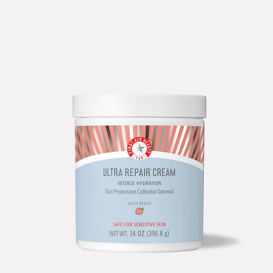 First Aid Beauty - Ultra Repair Cream, Intense Hydration Whipped Colloidal Oatmeal, Clinically Proven to Strengthen Skin Barrier & Help Relieve Eczema, Face & Body Moisturizer, 14oz Juicy Peach