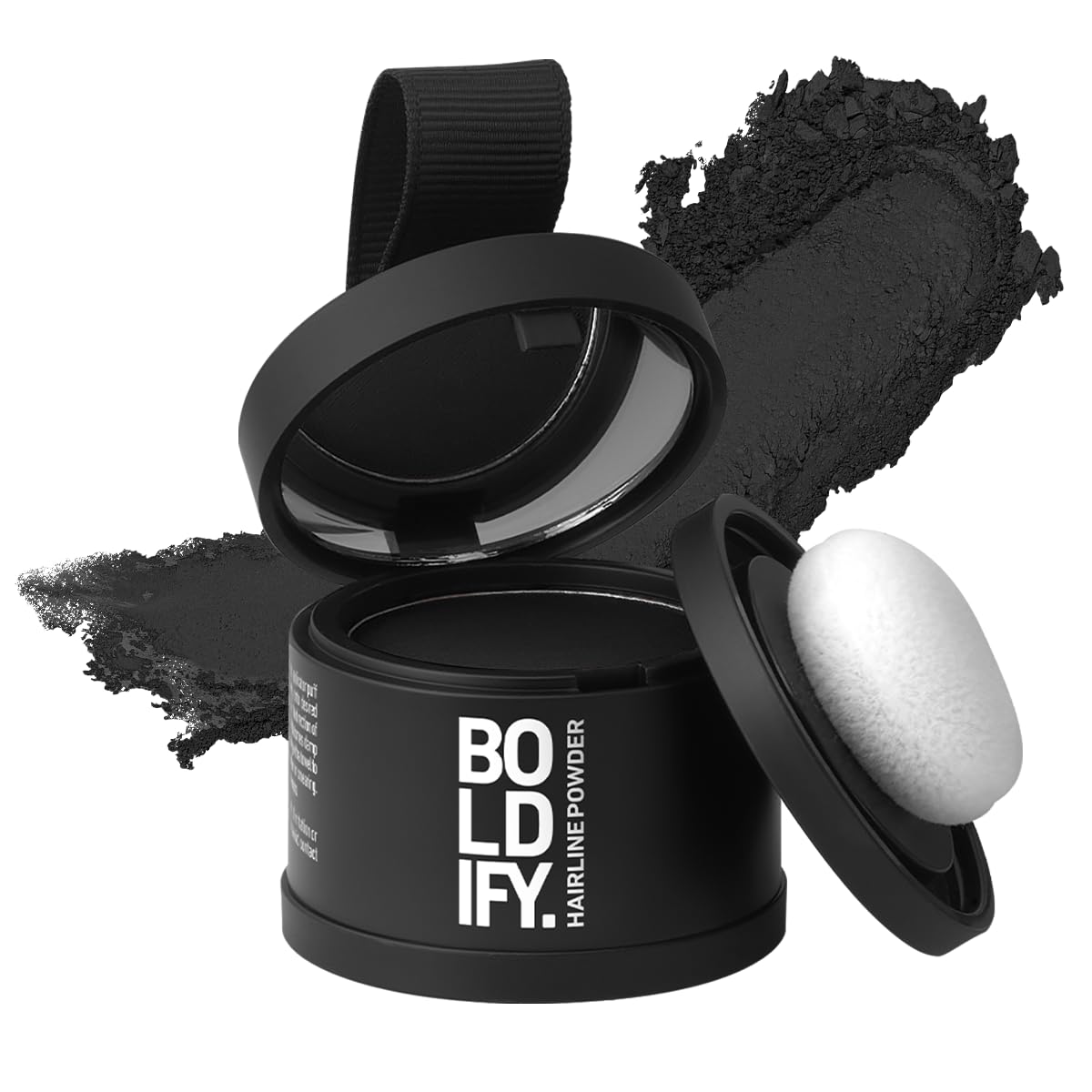 BOLDIFY Hairline Powder - Root Touch Up Hair Color for Gray Coverage - Bald Spot Concealing Hair Powder for Women & Men - 48-Hour Stain-Proof - Black