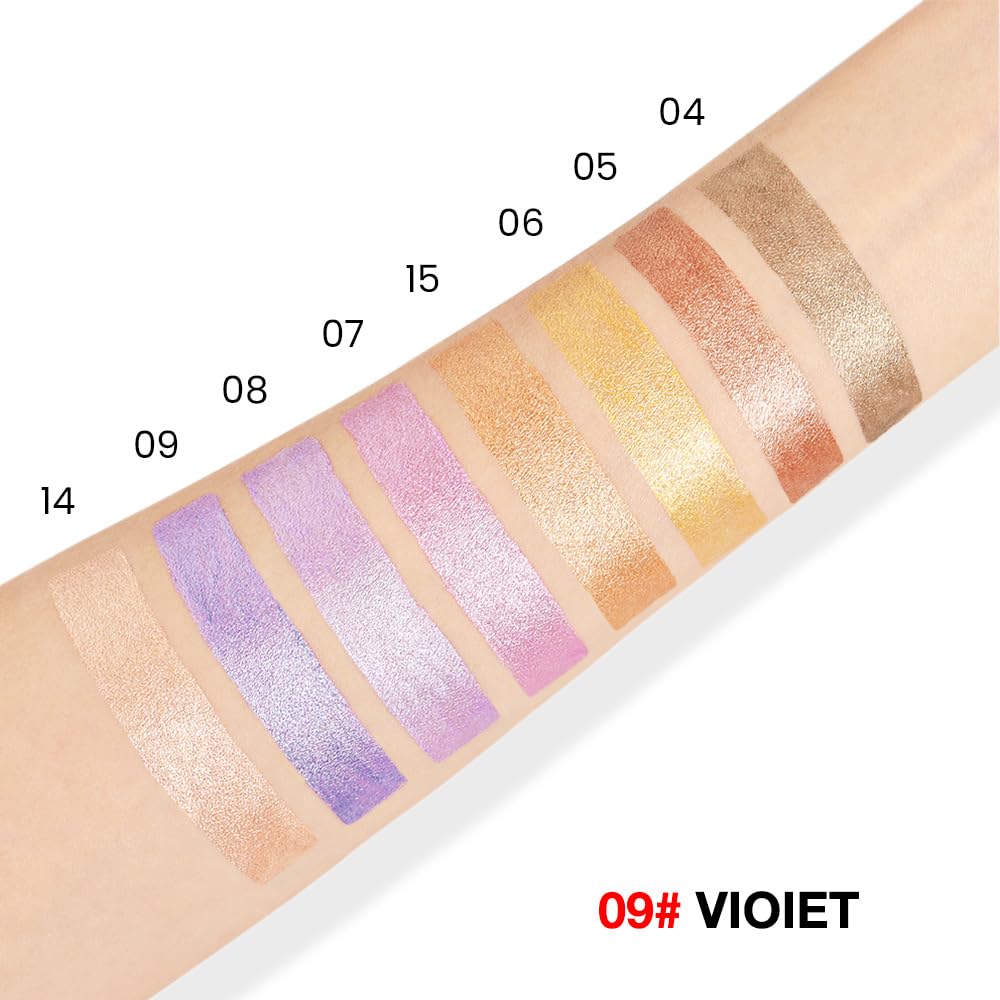 evpct Violet Shimmer Cream Eye Shadow Brightener Sticks Set for Eyes, Violet Shimmery Matte Pencil Eye shadow Applicator Stick Pen Palette Makeup Waterproof sombras en crema para ojos 09#