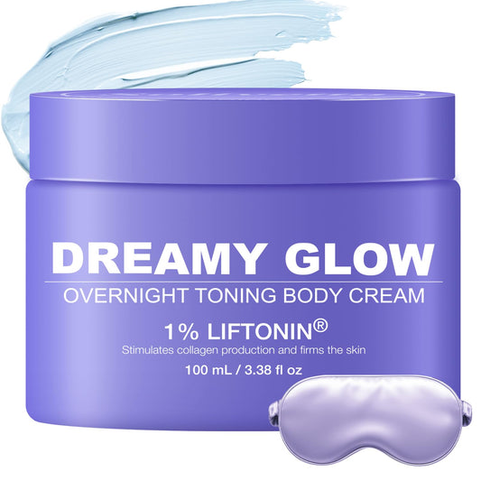 Dreamy Glow Overnight Toning Whip Cream – Anti Cellulite & Tightening Loose Skin for Body – LIFTONIN® Get Firming Cream with Satin Eye Mask 3.38 fl oz