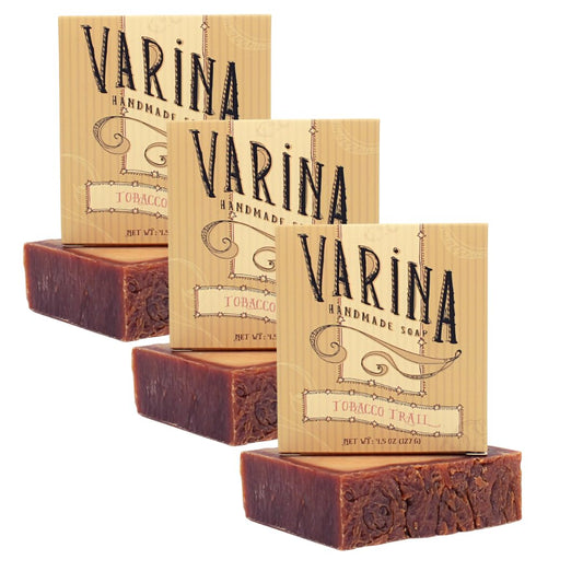 Varina Natural Tobacco Trail Bar Soap - Gentle Cleansing for Sensitive Skin, Earthy Scents - 3 Pack