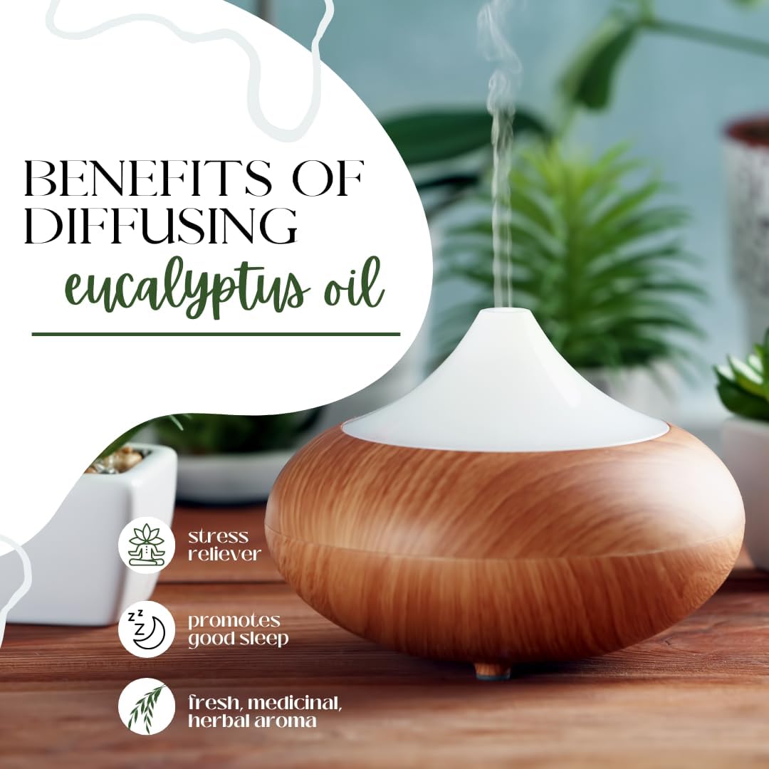 2 Bottles – GreenHealth Eucalyptus Essential Oil – 16 fl oz Each (32 fl oz Total) – 100% Pure & Uncut – Bulk Aromatherapy Oil in Aluminum Bottles – for Diffuser, Cleaning, DIY, Home Fragrance