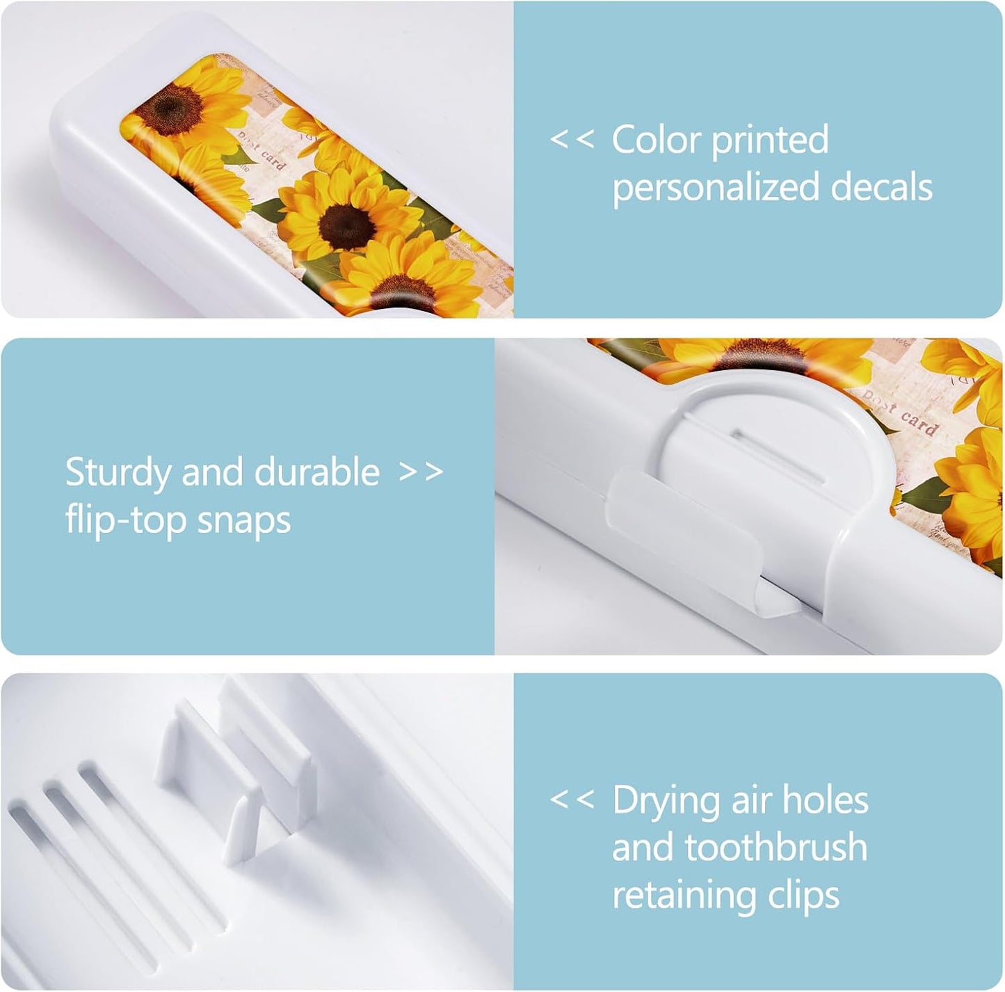 2 Pcs Toothbrush Travel Case - Colorful Pattern, Holder and Covers for Toothbrushes, Includes Tongue Scraper Case