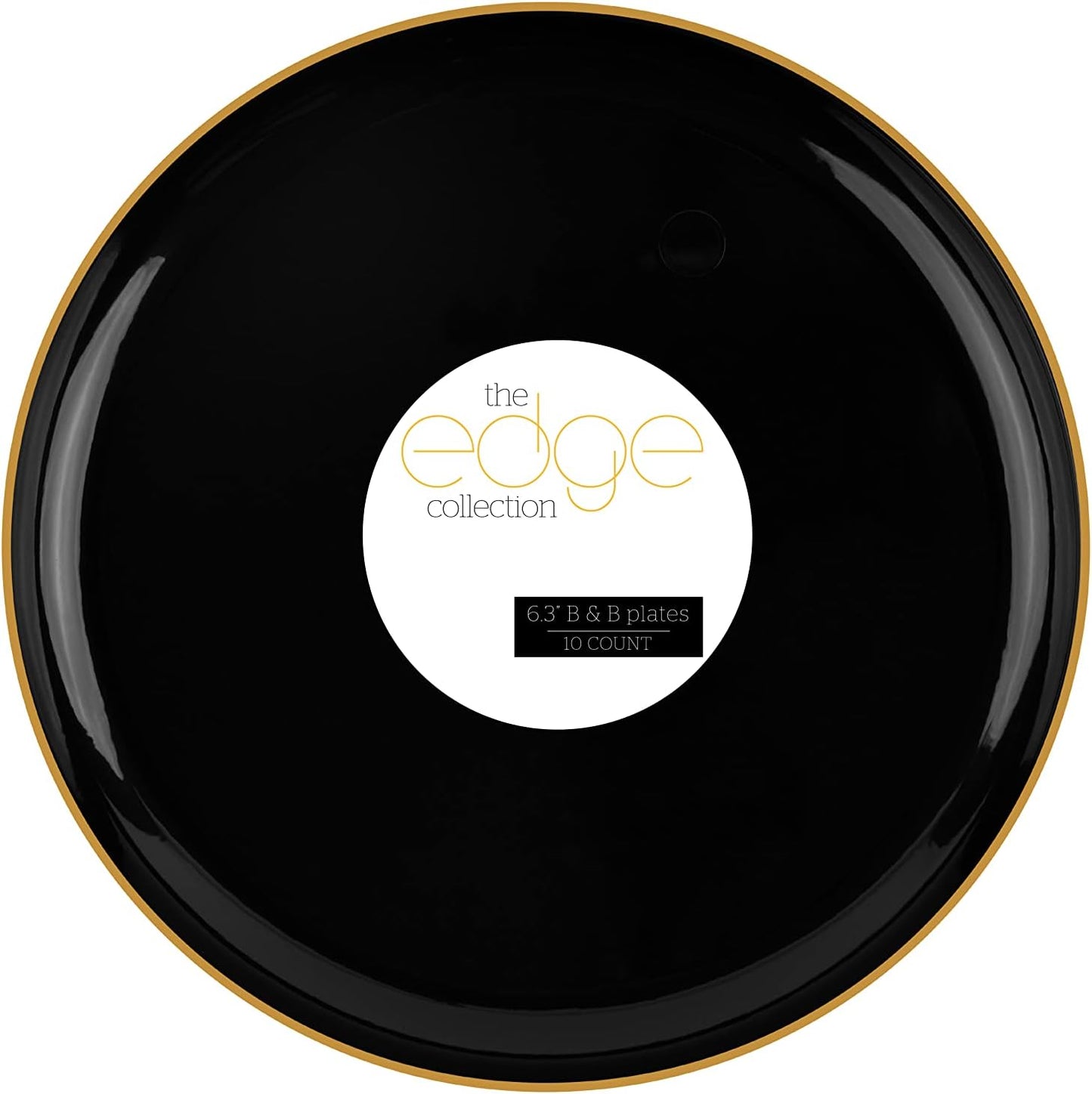 PLASTICPRO [30 pack 6.3 Plastic Party Plates Edge Collection Premium heavyweight Elegant Disposable Tableware Dishes (Black With Gold Rim