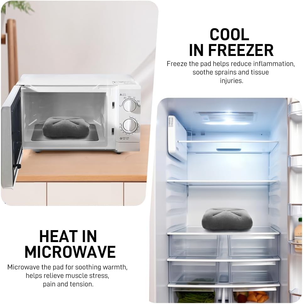 Microwave Heating Pad for Pain Relief, 6 x 12 Microwavable Moist Heat Pads for Neck, Shoulder, Back, Knee, Period Cramps, Rice Heat Pack Hot & Cold Compress Reusable & Portable, Grey