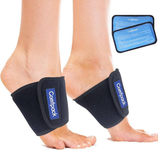 Cold Therapy Wrap with 2 Packs for Pain Relief, Reusable Gel Ice Packs for Foot Plantar, Wrist, Ankle, Great for Sprains, Muscle Pain, Bruises, Injuries