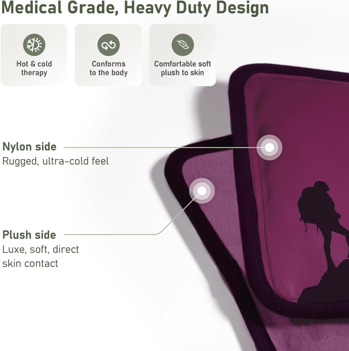 Medium Flexible Gel Ice Packs Reusable - Hot and Cold Soft Ice Packs for Injuries Reusable for Ankle, Arm, Foot, Leg, Back Pain Relief - 8" x 12" - Purple