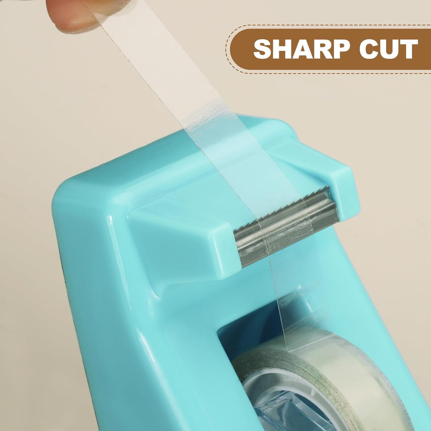 PATIKIL 2pcs Tape Dispenser Desk, Small Tape Dispenser Cute Desktop Dispenser Holder for Tape Office Desktop, Cyan Blue