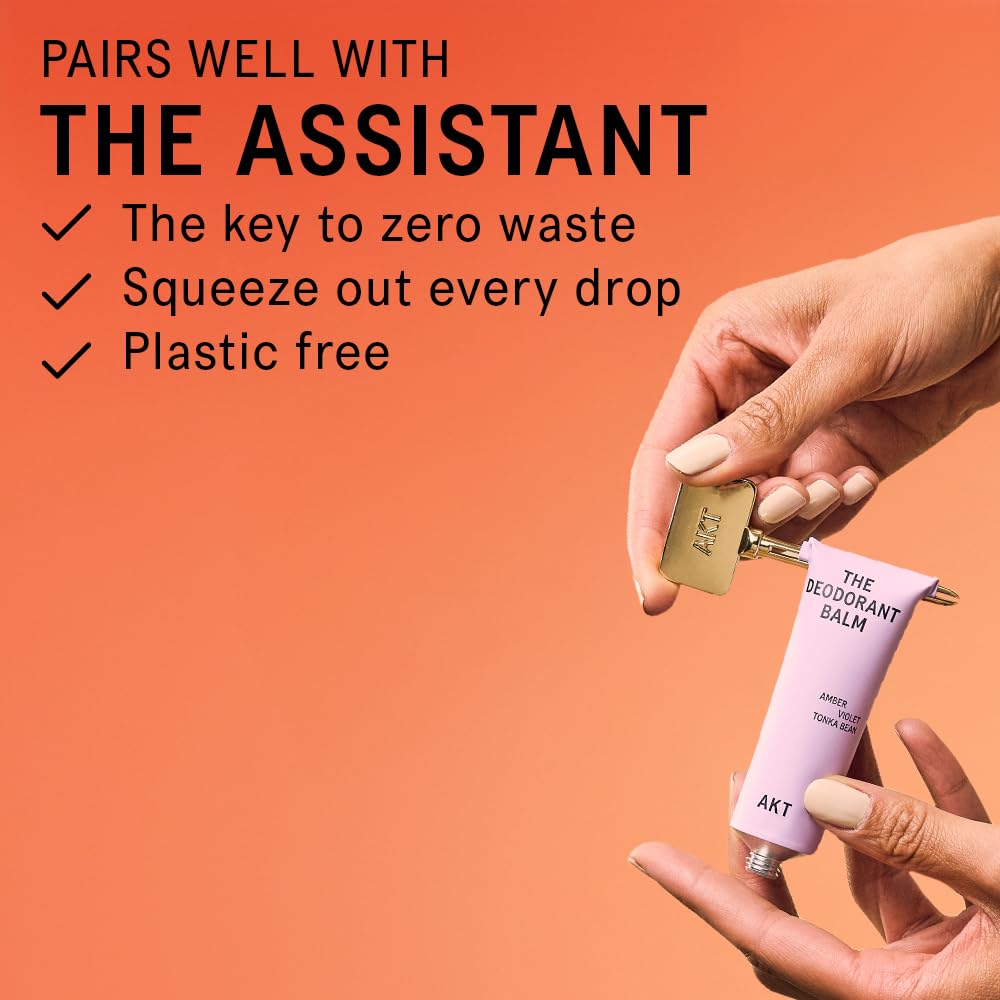 AKT, THE DEODORANT BALM. Award winning, multi-use, natural deodorant. Plastic Free. Gender Free. Aluminium Free. 100% effective — 1 tube lasts up to 3 months. SC.05 COLUMBIA ROAD 50ml/1.76 FL.OZ