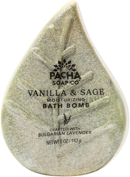 Pacha SOAP Bath Bomb 3 Pack, Nourishing, Moisturizing, Vanilla & Sage, Clean Ingredients & Handcrafted in The USA, 5 oz Each