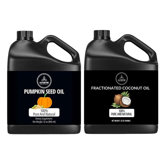 Naturevibe Botanicals Pumpkin Seed Oil 32oz and Fractionated Coconut Oil 32oz | Oil Combo
