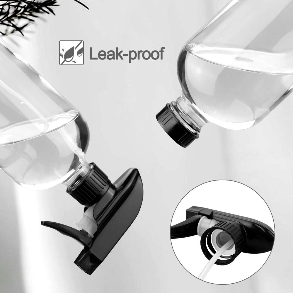 Glass Spray Bottles, 16oz Clear Glass Spray Bottles with Labels & Adjustable Nozzle, Reusable Containers for Cleaning, BBQ, Food, Plants, Alcohol, Essential Oils(3 Pack)