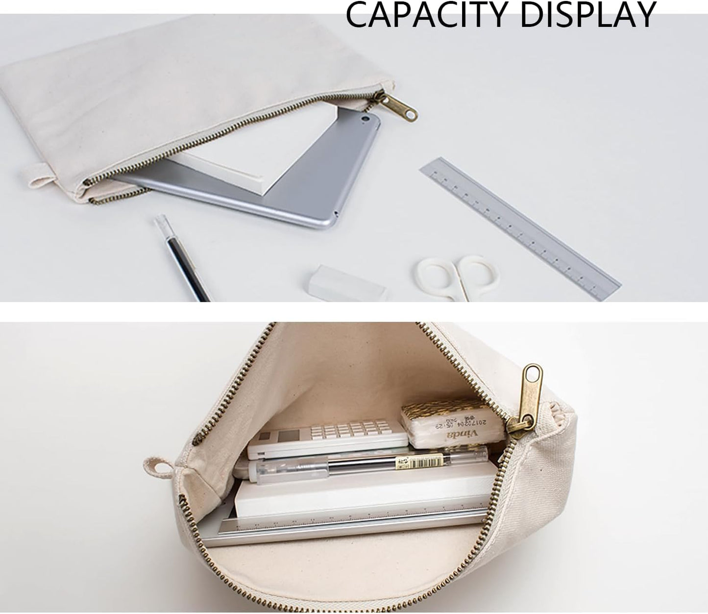 Zipper Pouch Storage Bag Simple and Stylish Women's Cosmetic and Travel Bag (Beige-basic-3)