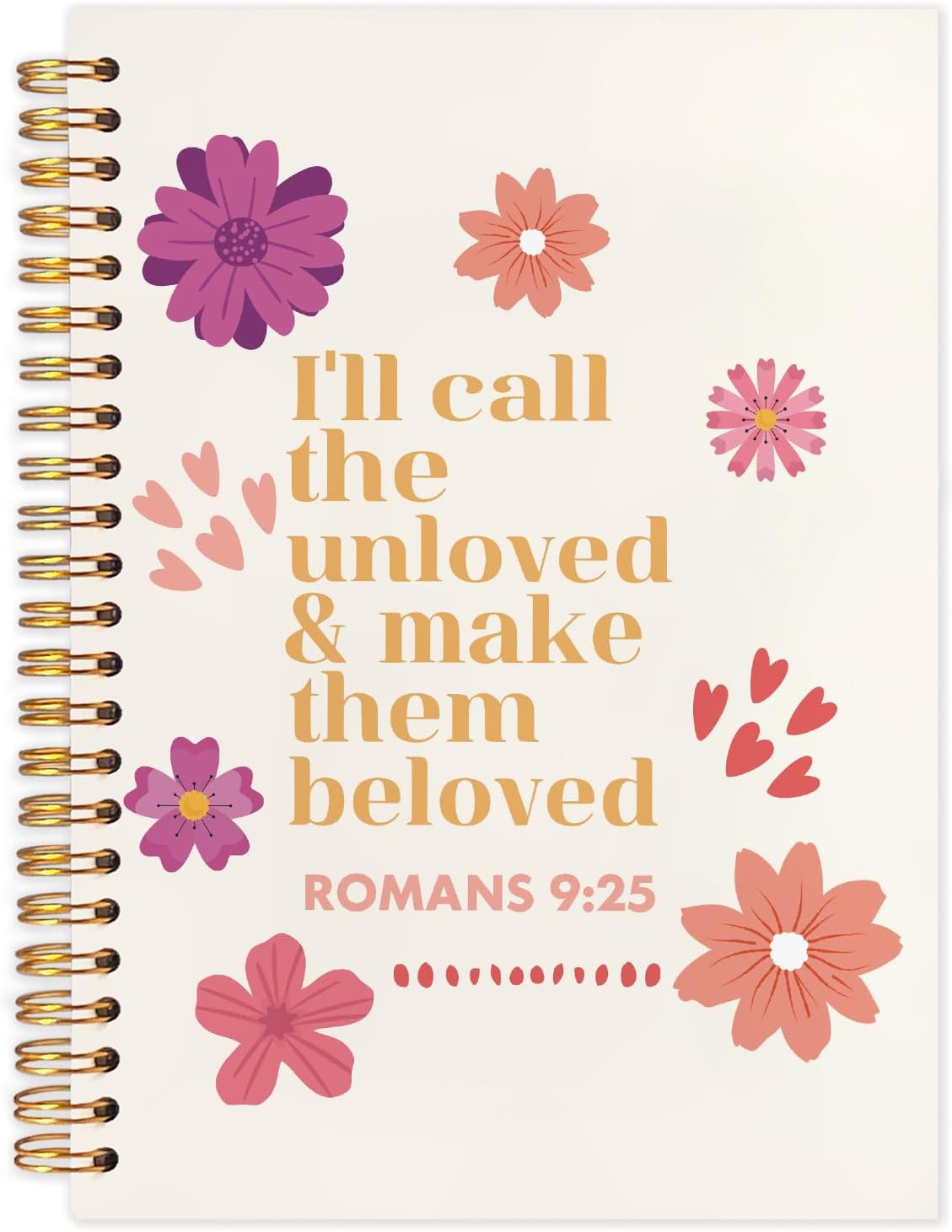 Floral Christian Spiral Journal Notebook 5.5x8.3in, Romans 9:25 Inspirational Bible Prayer Journal for Woman, Christian Gifts for Women Notebooks for Note Taking, Hardcover Notebook