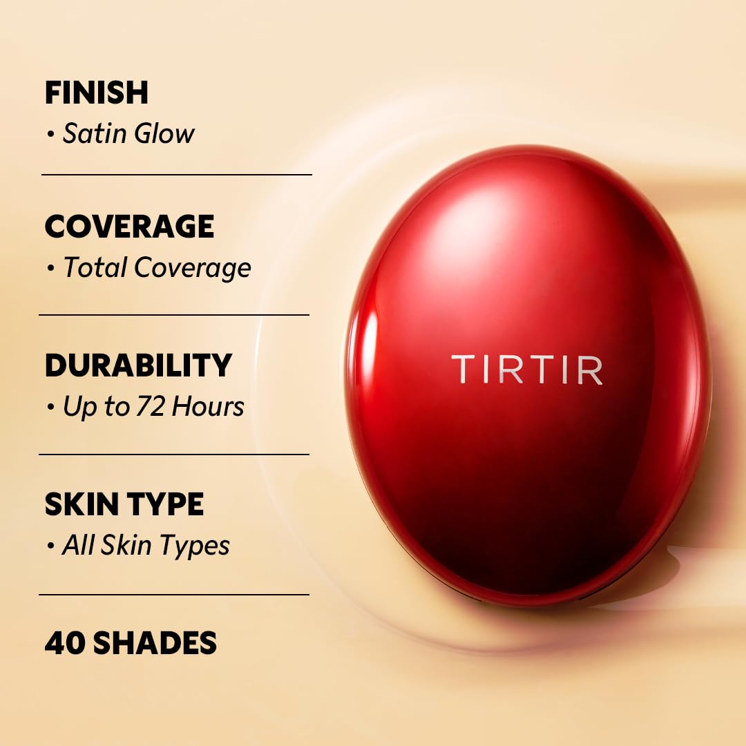 [*Mini Size*] TIRTIR Mask Fit Red Cushion Foundation | Full coverage, Weightless, Skin fit, Satin Glow Finish, Korean Makeup BB Foundation, beauty, Tattoo cover up, Buildable (#24N Latte, 0.15 Fl Oz)