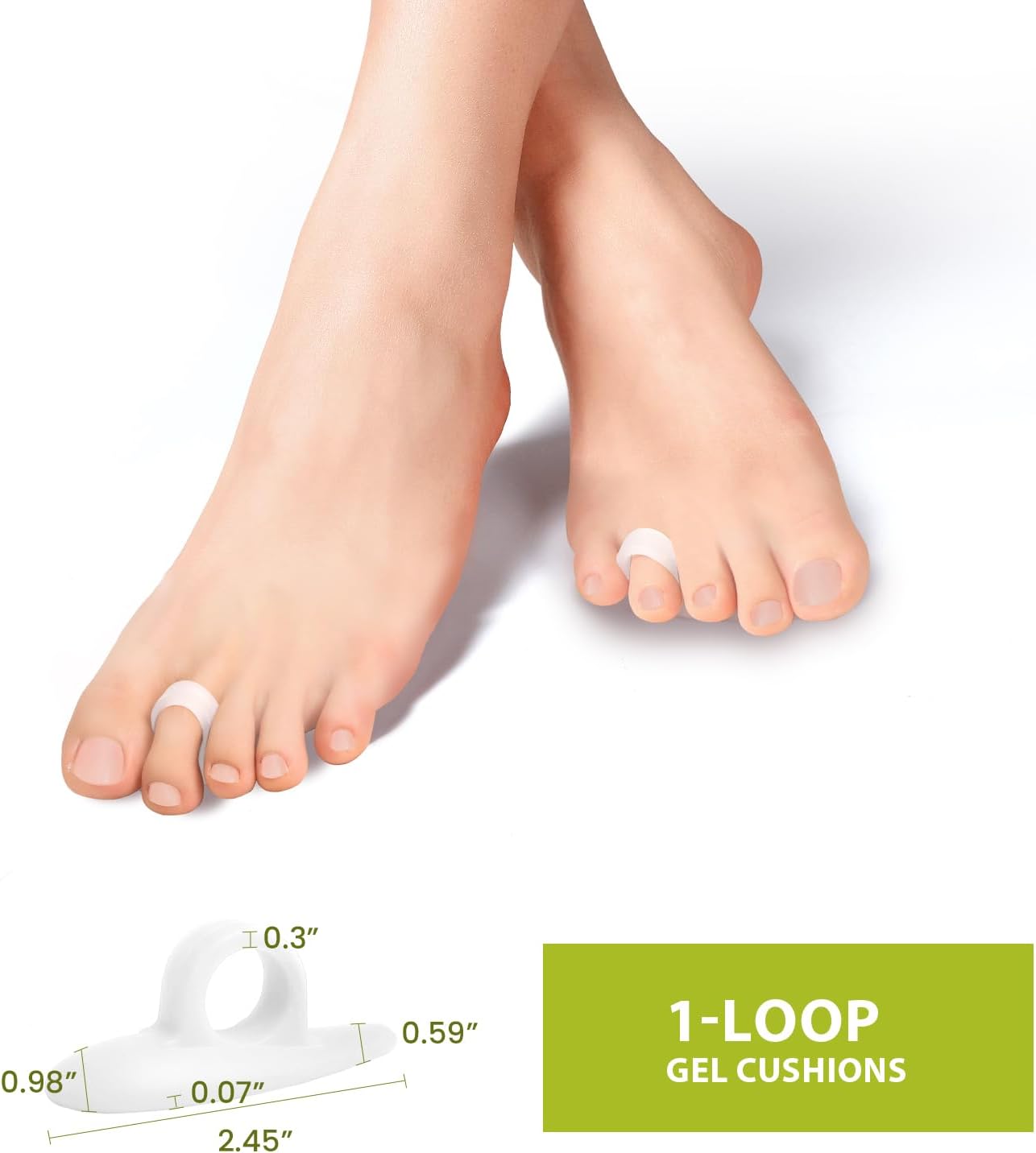 Bukihome Hammertoe Corrector Gel Toe Straighteners - 12 pcs Support Crest for Women & Men - Realign Bent, Crooked, Curled, Claw, Hammer Toes - White,Single Loop